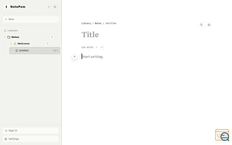 Screenshot of NotePom