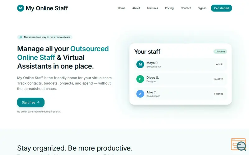 Screenshot of My Online Staff
