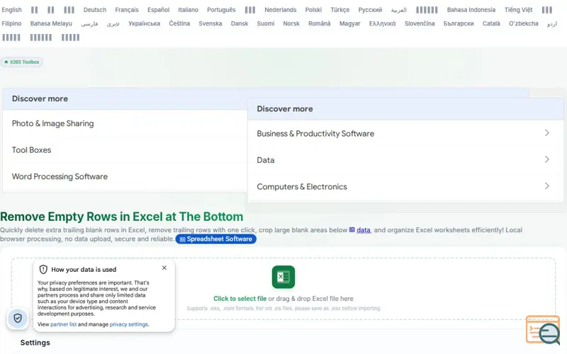 Screenshot of Remove Excel blank row,even millions row, a launch using npmmirror