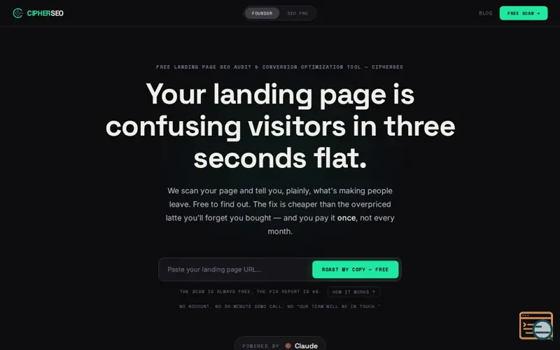 Screenshot of Landing Page SEO Audit — CipherSEO
