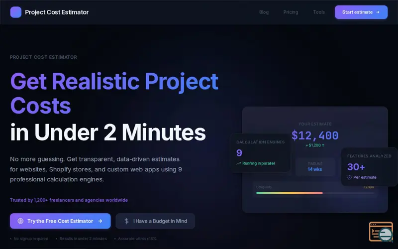 Screenshot of Project Cost Estimator