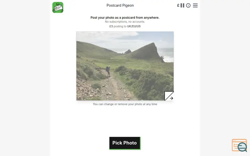 Screenshot of Postcard Pigeon