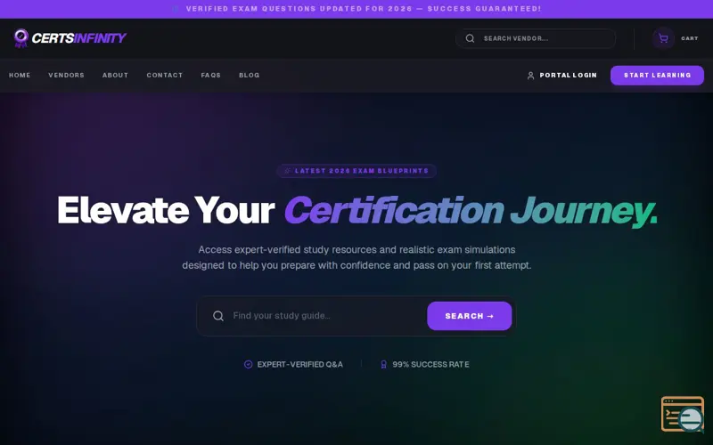 Screenshot of CertsInfinity