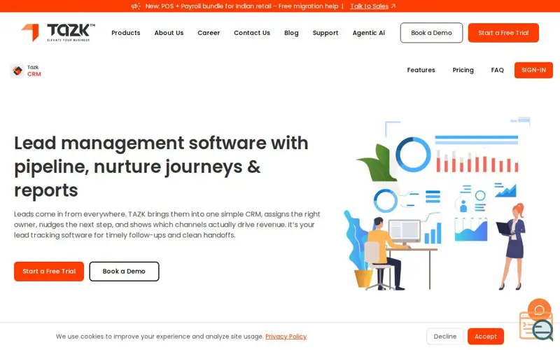 Screenshot of TAZK CRM Chennai, India