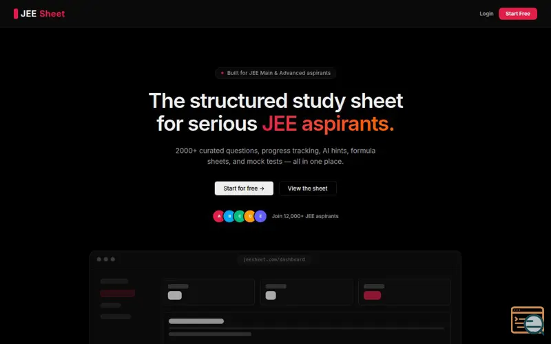 Screenshot of JEEA2Z - Structured JEE Problem Tracker