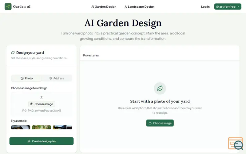 Screenshot of AI Garden Design