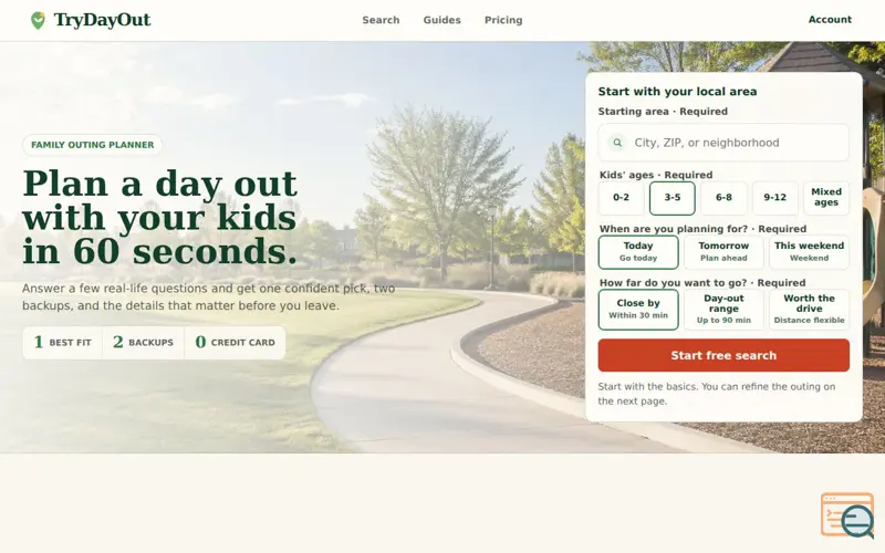 Screenshot of TryDayOut