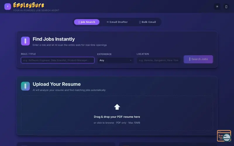 Screenshot of EmploySure- Ai-powered Job search agent