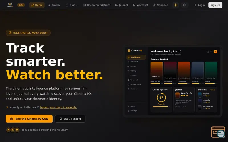 Screenshot of CinemaIQ