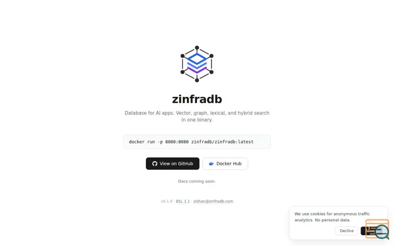 Screenshot of zinfradb