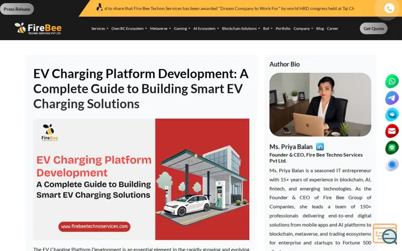 Screenshot of EV Charging Platform