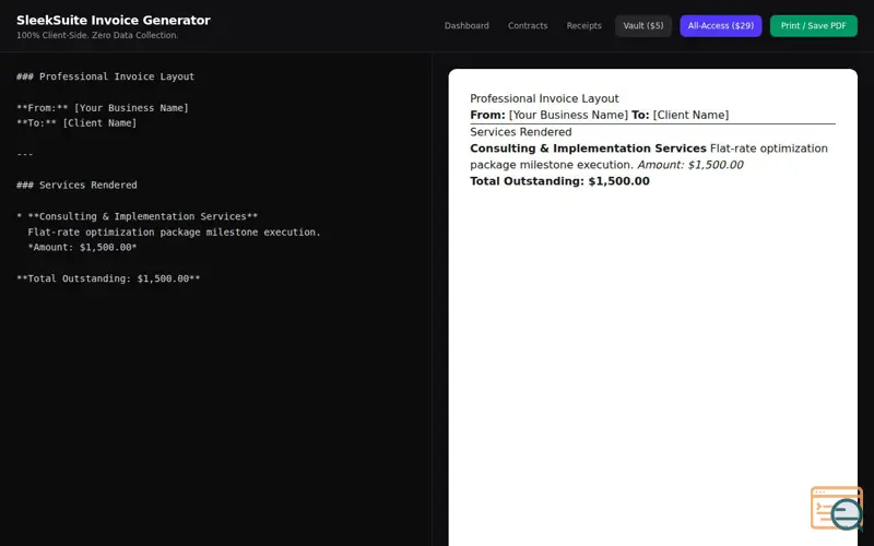 Screenshot of SleekSuite