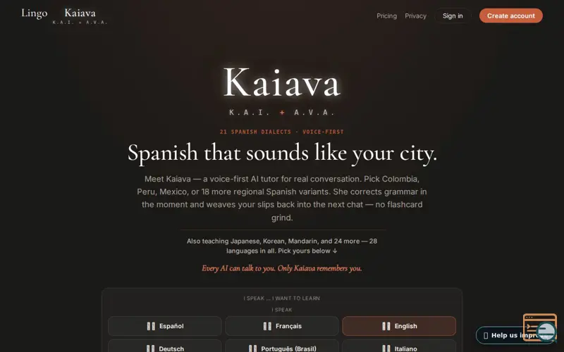 Screenshot of Lingo Kaiava