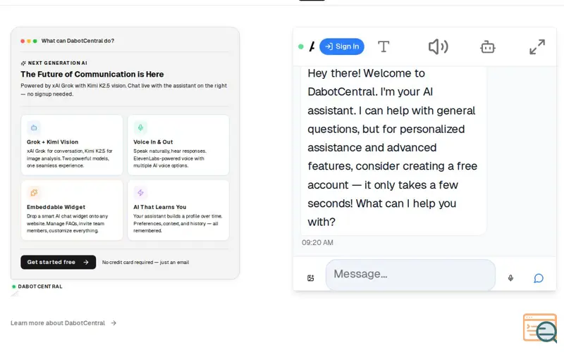 Screenshot of DabotCentral, a launch using xAI