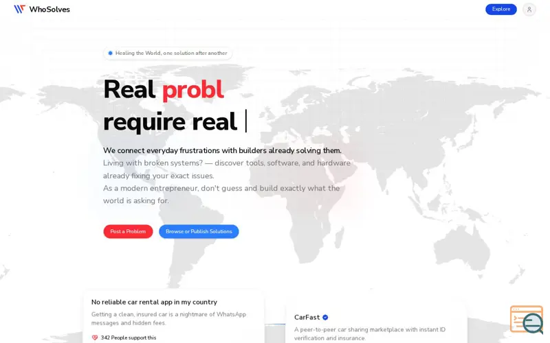 Screenshot of WhoSolves