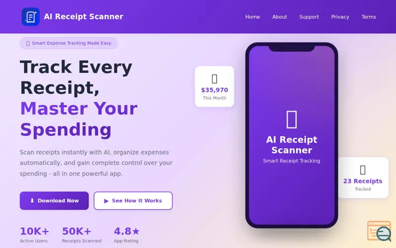 Screenshot of AI Receipt Scanner