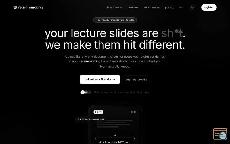 Screenshot of retainmaxxing