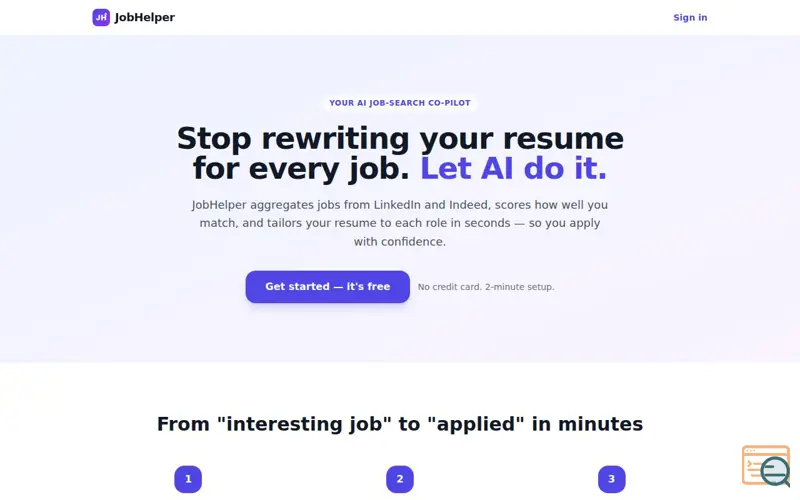 Screenshot of JobHelper