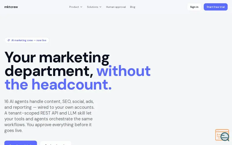 Screenshot of mktcrew