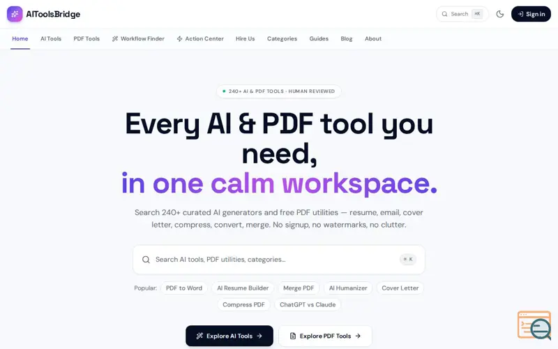Screenshot of https://aitoolsbridge.com/