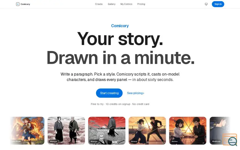 Screenshot of Comicory