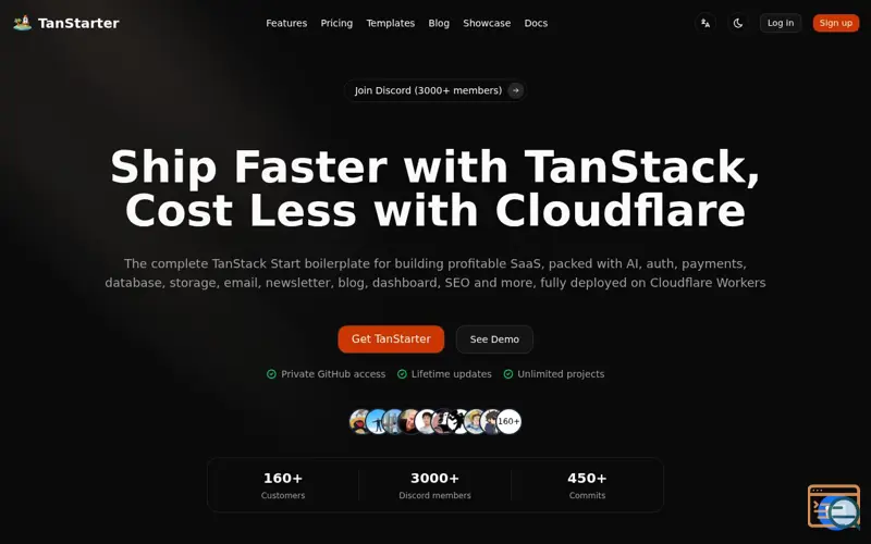 Screenshot of TanStarter
