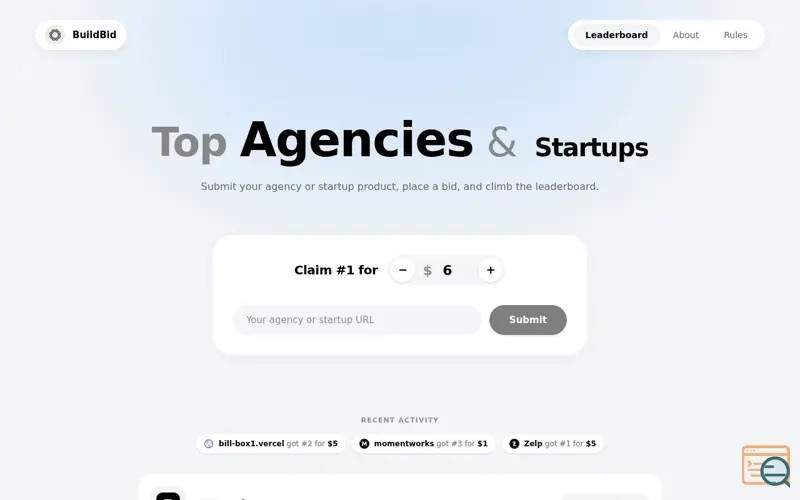 Screenshot of BuildBid