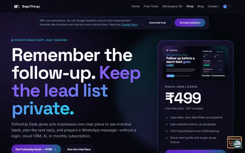 Screenshot of FollowUp Desk