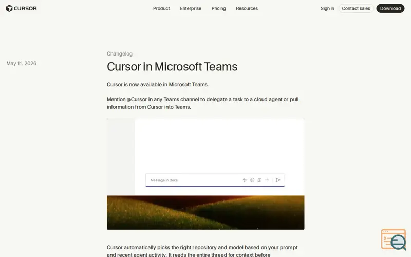 Screenshot of Cursor in Microsoft Teams, a launch using Ashby