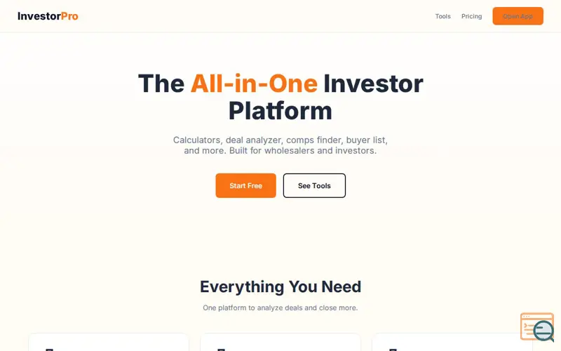 Screenshot of InvestorPro 
