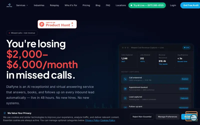 Screenshot of Dialfyne, a launch using Storylane