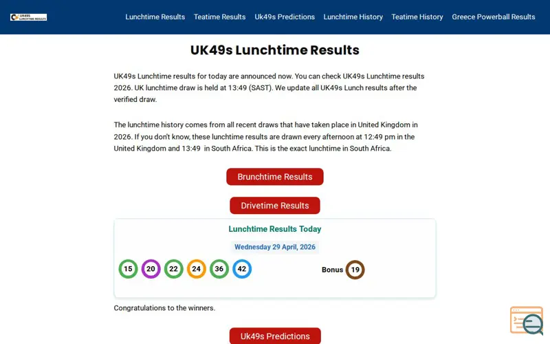 Screenshot of UK49s