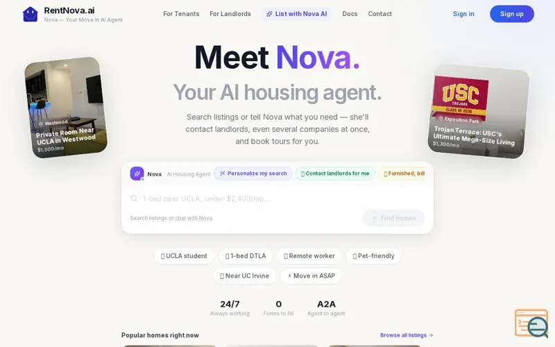 Screenshot of Meet Nova - Your AI Housing Agent