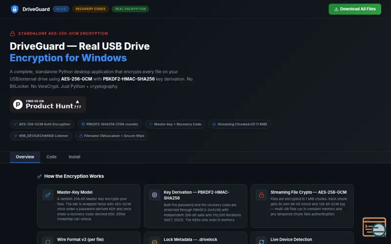 Screenshot of DriveGuard