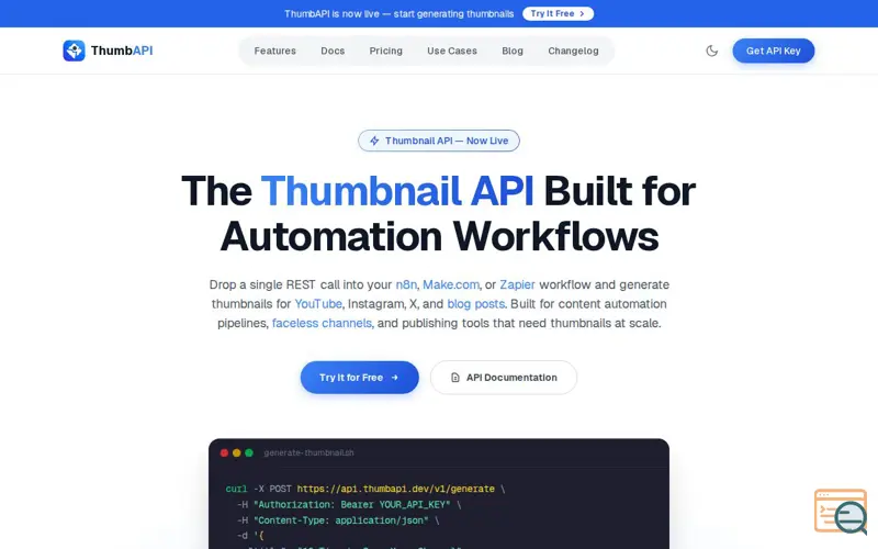 Screenshot of ThumbAPI