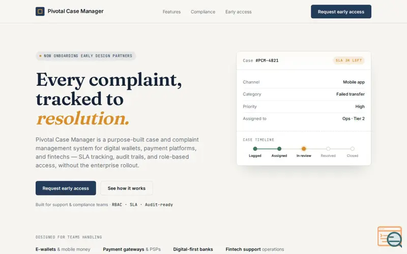 Screenshot of Pivotal Case Manager — CMS