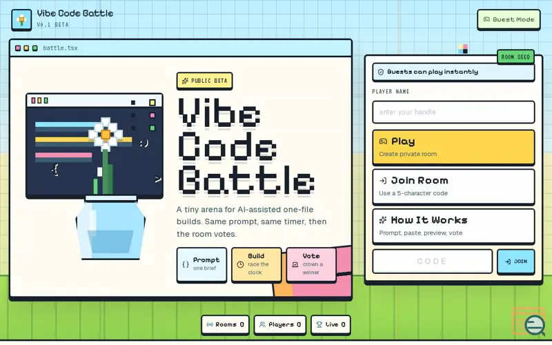 Screenshot of Vibe Code Battle