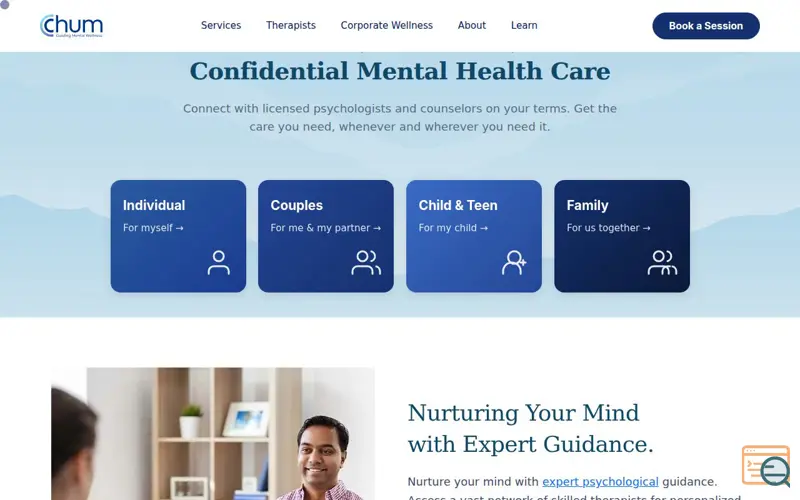 Screenshot of Chum Wellness