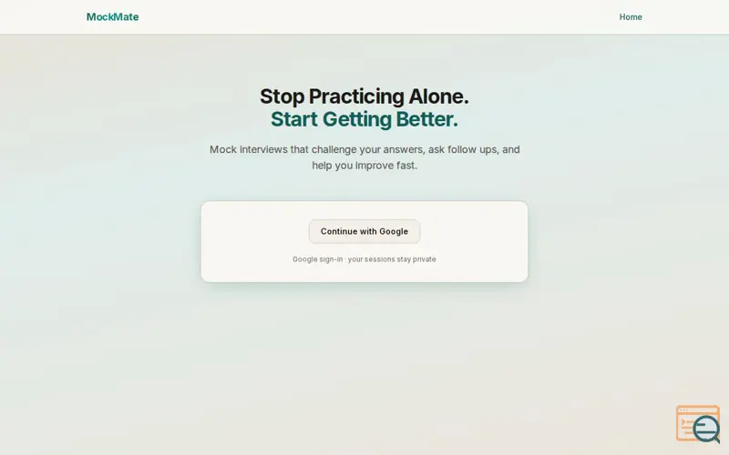 Screenshot of MockMate AI
