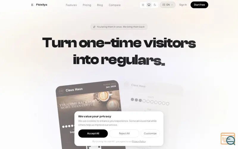 Screenshot of Fideliya, a launch using Facebook Domain Verification