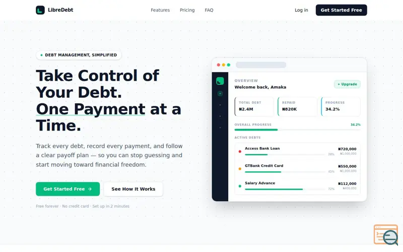 Screenshot of LibreDebt