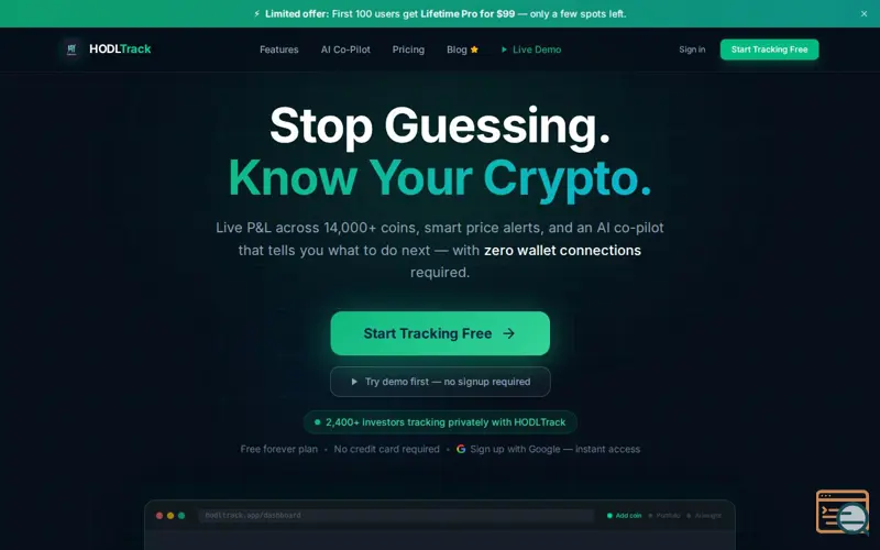 Screenshot of HODLTrack