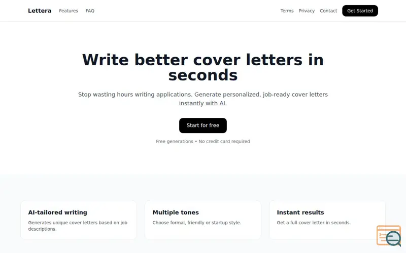 Screenshot of Lettera — AI Cover Letter Generator 