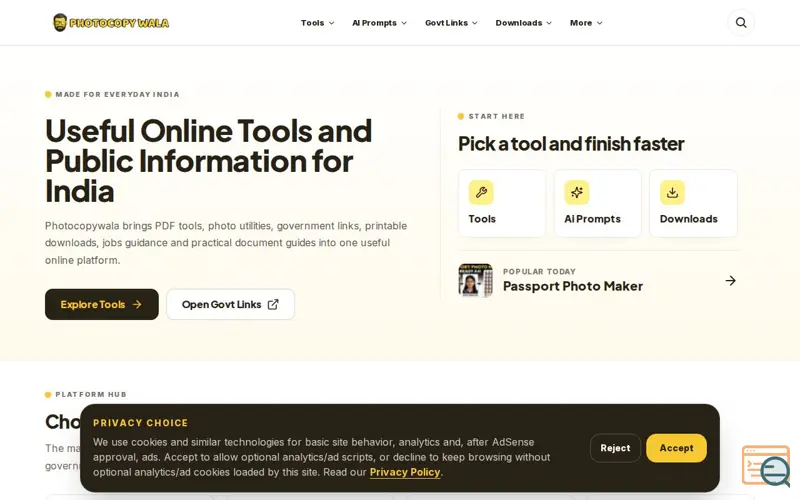 Screenshot of Photocopywala