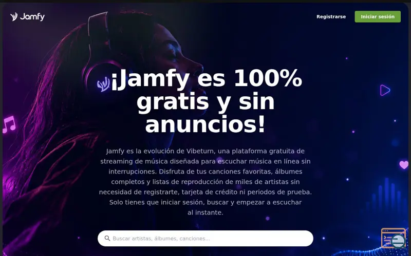 Screenshot of Escuchar música online gratis – Descubre artistas y playlists | Jamfy