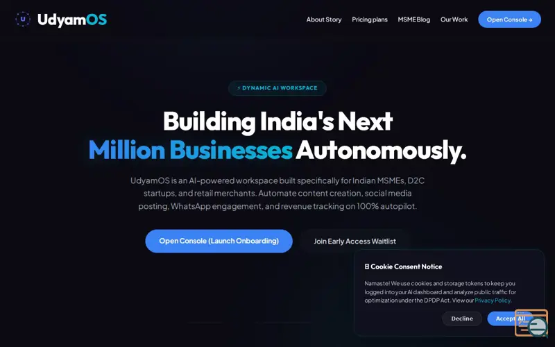 Screenshot of UdyamOS