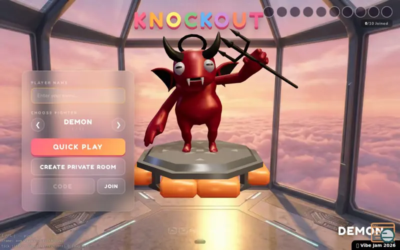 Screenshot of Knockout-game, a launch using Vibe Coding Game Jam
