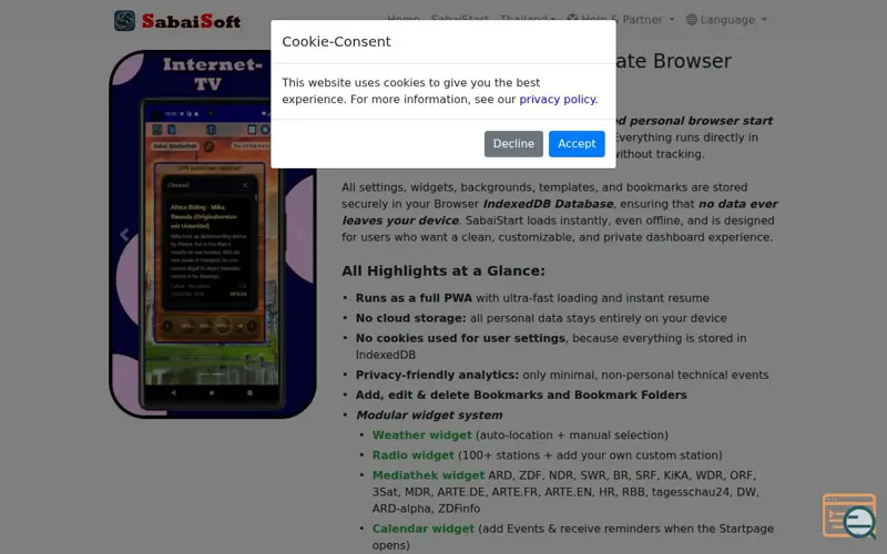 Screenshot of SabaiStart