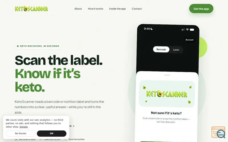 Screenshot of KetoScanner - Scan any food, know if it's keto instantly