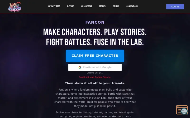 Screenshot of FanCon